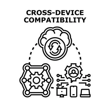 Cross device compatibility connecting data and digital technology Stock Illustration