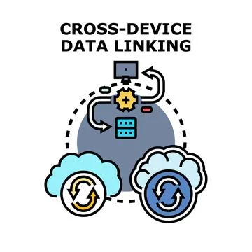 Cross device data linking and data synchronization system Stock Illustration