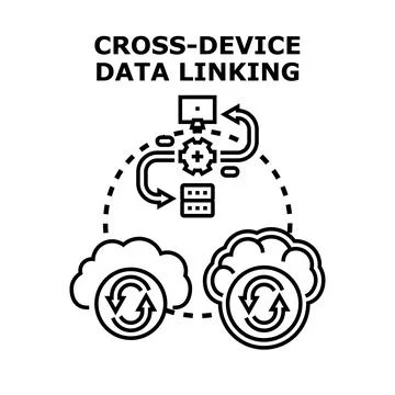 Cross device data linking and data synchronization system Stockillustratie