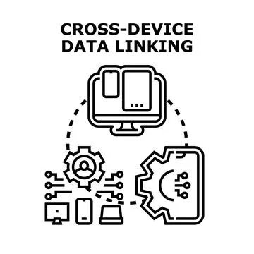 Cross device data linking creating unified user experience Stock Illustration