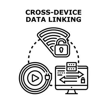 Cross device data linking secure integrated network Illustrazione stock