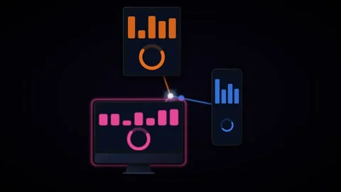 Cross Device Data Synchronization and Analytics Dashboard Concept Stock Footage 333185940