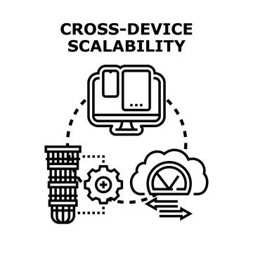 Cross device scalability connecting data and cloud computing Stock Illustration