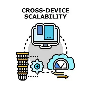 Cross device scalability connecting data and cloud computing 스톡 일러스트