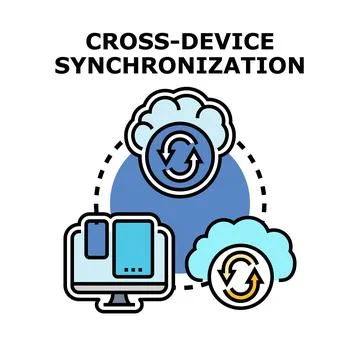 Cross device synchronization with cloud computing and data flow Illustrazione stock