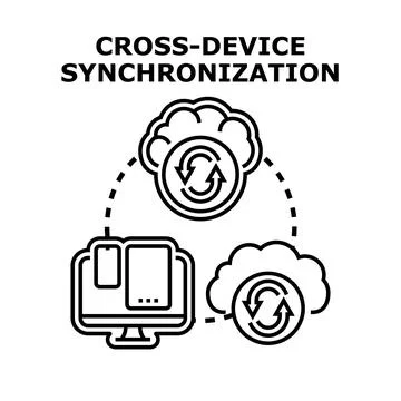 Cross device synchronization with cloud computing and data flow Stock Illustration