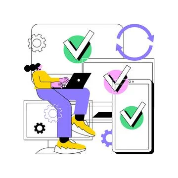 Cross-device syncing abstract concept vector illustration. 스톡 일러스트