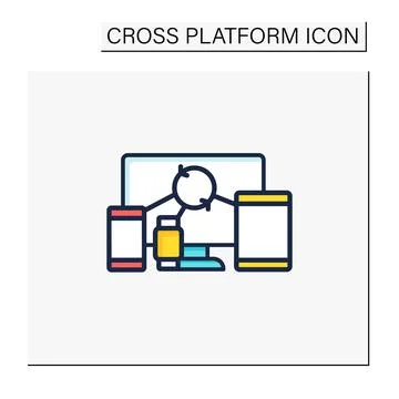 Cross device syncing color icon 스톡 일러스트