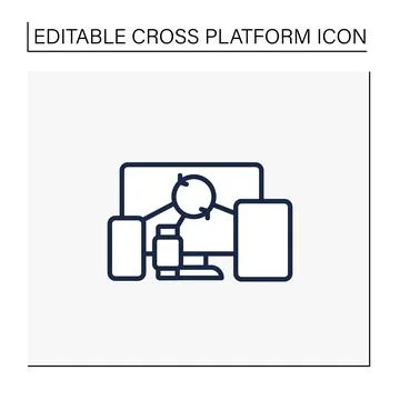 Cross device syncing line icon Stock Illustration