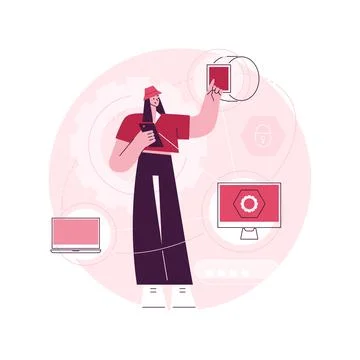 Cross-device tracking abstract concept vector illustration. Stock Illustration