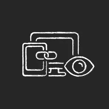 Cross-device tracking chalk white icon on dark background Stock Illustration