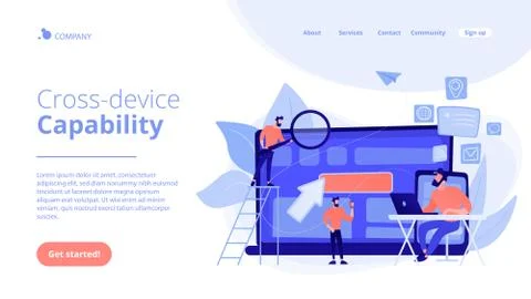 Cross-device tracking concept landing page. Stock Illustration