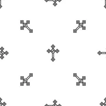 Cross with diamonds pattern seamless black Illustrazione stock