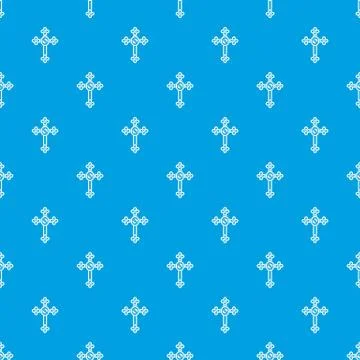 Cross with diamonds pattern seamless blue Stock Illustration