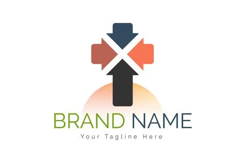 Cross direction modern logo design template Stock Illustration