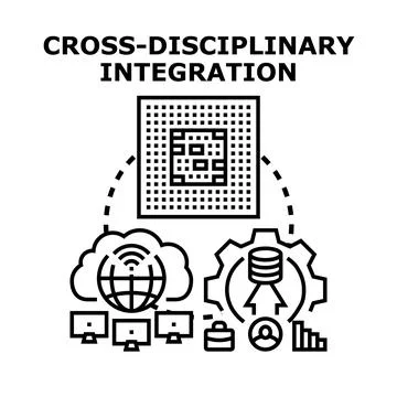 Cross disciplinary integration connecting technology, data, and collaboration Stock Illustration