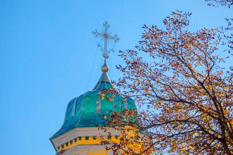 Cross on the dome Stock Photos