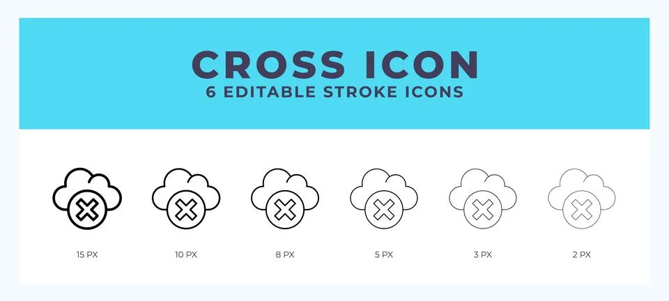 Cross editable line icon. Vector illustration with different stroke. Stock Illustration
