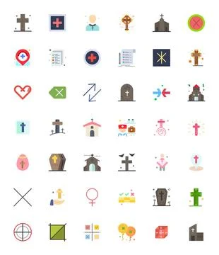 Cross featuring 42 High Resolution Vector Icons in Flat Design Stock Illustration