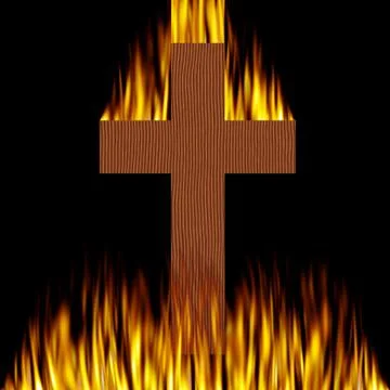 Cross on Fire Stock Illustration