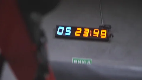 Cross fit clock timer is ticking in the gym. Stopwatch counting time in gym Stock Footage 101395282