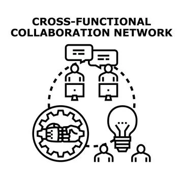 Cross functional collaboration network building business strategy Ilustración de archivo