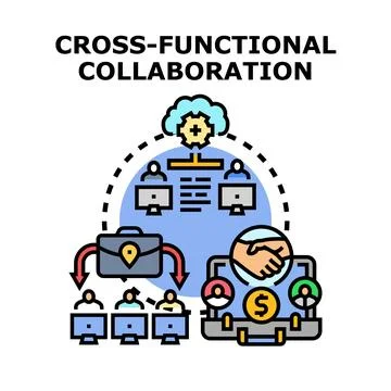 Cross functional collaboration optimizing business workflow and teamwork Stock Illustration
