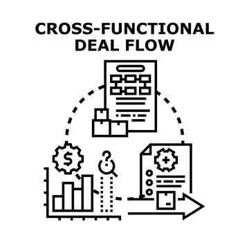 Cross functional deal flow process vector illustration Stock Illustration