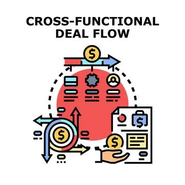 Cross functional deal flow process management concept Stock Illustration
