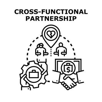 Cross functional partnership uniting different business teams Stock Illustration