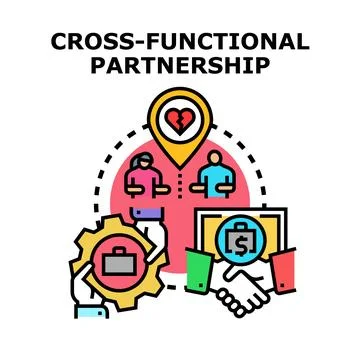 Cross functional partnership uniting different business teams Stock Illustration