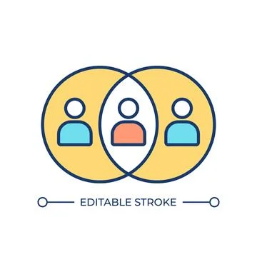 Cross functional team alignment line color icon Stock Illustration