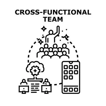 Cross functional team collaborating on digital project management Ilustração Stock