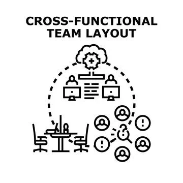 Cross functional team optimizing project management development process Stock Illustration