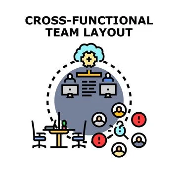 Cross functional team optimizing project management development process Stock Illustration