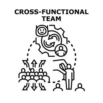 Cross functional team working on integrated project development 스톡 일러스트
