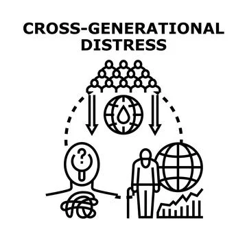Cross generational distress impacting future and elderly generations Stock Illustration
