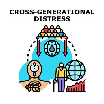 Cross generational distress impacting future and elderly generations Ilustración de archivo