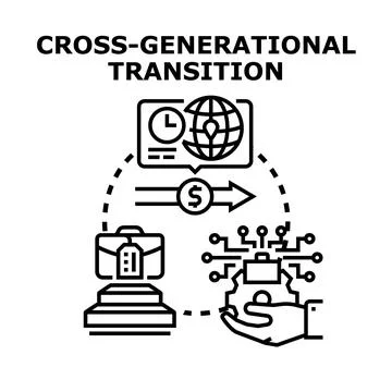 Cross generational transition concept with business and technology evolution Stock Illustration