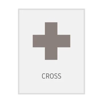 Cross geometric shape flash card element symbol for preschool education  Stock Illustration