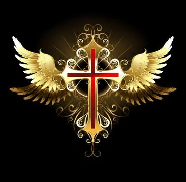 Cross with Golden Wings Stock Illustration