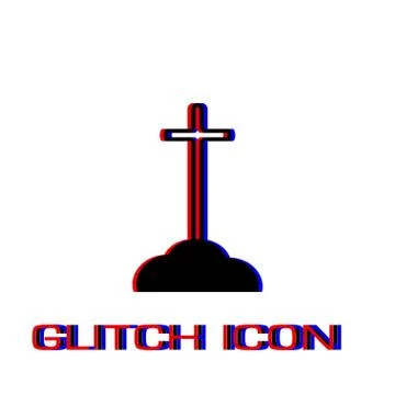 Cross on the grave icon flat. Stock Illustration