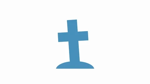 Cross grave stone icon appearing from the ground animation death concept blue Stock Footage 130075021