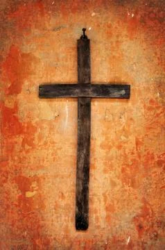 Cross on a grunge wall Stock Photos