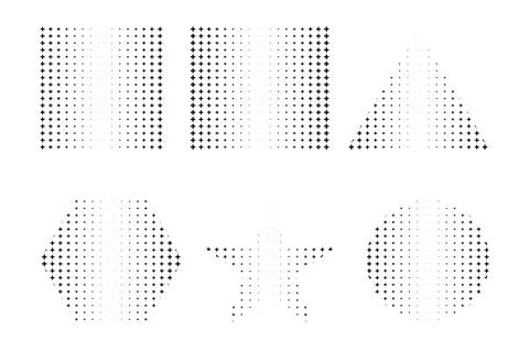 Cross Halftone Geometric Shapes Vector Set  Halftone Dot Pattern Square, Tr.. Stockillustratie