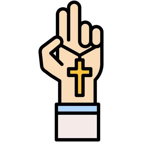Cross in Hand icon, Holy week related vector illustration Stock Illustration
