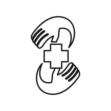 Cross hand rotation Commitment Teamwork Together Outline Logo Stock Illustration