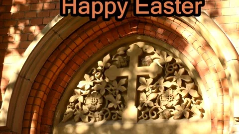 Cross with Happy Easter message Stock Footage 270122747