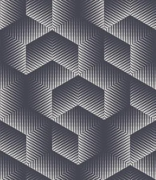 Cross Hatch Cube Isometric Shapes Seamless Pattern Vector Abstract Background Stock Illustration