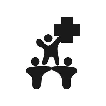 Cross Health Commitment Teamwork Together Black Logo Stockillustratie